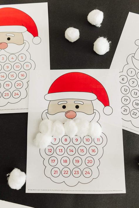 Santa Beard Christmas Countdown Printable Santa Calendar Countdown, Santa Countdown Printable, Christmas Countdown Preschool, Santa Beard Craft, Santa Beard Countdown, Santas Beard Advent Calendar, Santa's Beard Countdown, Flower Making With Paper, Christmas Countdown Printable