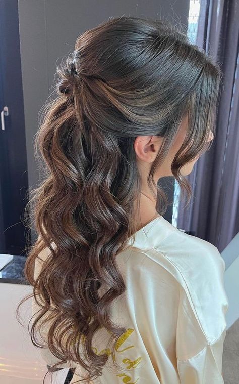 Bridesmaid Hair Inspo, Simple Prom Hair, Quince Hairstyles, Long Hair Wedding Styles, Prom Hairstyles For Long Hair, Formal Hairstyles, العناية بالشعر, Bride Hairstyles, Down Hairstyles