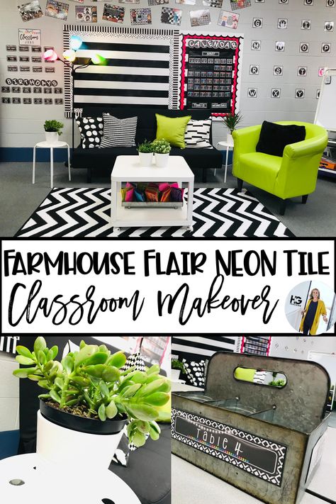 Black Themed Classroom, Classroom String Lights, Black And White Theme Classroom, Black White Classroom Decor, Black And White Boho Classroom, Black And White Classroom Theme Ideas, Black Classroom Theme, Black And White Classroom Decor Ideas, Black White And Green Classroom