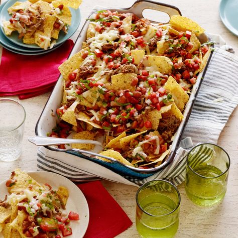 Cowboy Nachos by Ree Drummond Cowboy Nachos, Chili Cheese Dogs, Cheese Dog, Tailgating Recipes, Pioneer Woman Recipes, Nachos Recipe, Chili Cheese, Ree Drummond, Braised Beef