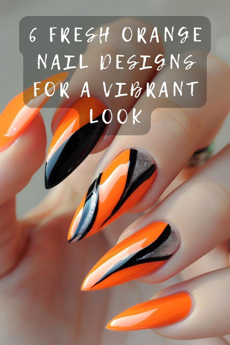 Are you ready to add some zest to your nail game? Check out these top trending orange nail designs that I've put together just for you. Click for more! 🧡✨🍊 #TrendingNails #OrangeNailArt #ManicureMustHaves #FashionNails #NailStyle Orange And White Nail Designs, Black And Orange Nail Designs, Orange And Black Nails, Nails Vibrant, Bright Orange Nails, Orange Nail Art, Playground Landscaping, Football Nails, Squeeze The Day