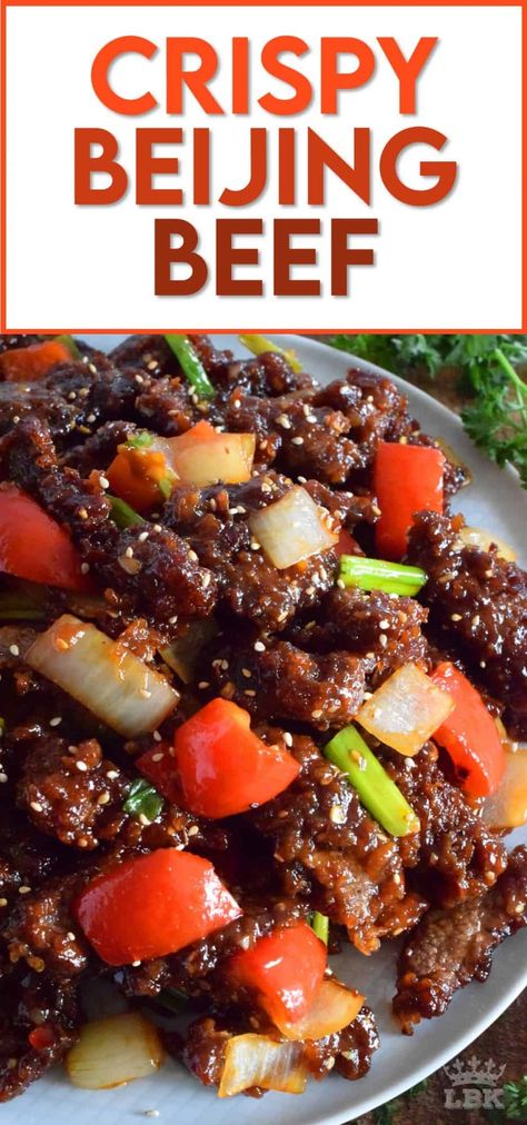 Beijing Beef, Sweet Spicy Sauce, Crispy Beef, Homemade Chinese Food, Asian Beef, Beef Strips, Chinese Cooking Recipes, Fried Beef, Easy Chinese Recipes