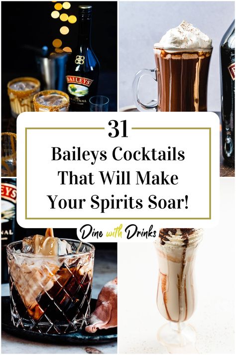 Collage of 4 baileys cocktails. Bailey's Cocktails, Baileys Cocktail, Baileys Recipes Drinks, Baileys Drinks, Baileys Cocktails, Baileys Coffee, Baileys Recipes, Light Drinks, Ice Cream Drinks