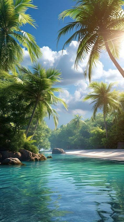 Tropical landscape vegetation outdoors. | premium image by rawpixel.com Island Iphone Wallpaper, Island Background, Palm Tree Images, Beautiful Beaches Paradise, Wallpaper Beach, Beautiful Beach Pictures, Tropical Background, Tropical Landscape, Beautiful Ocean Pictures