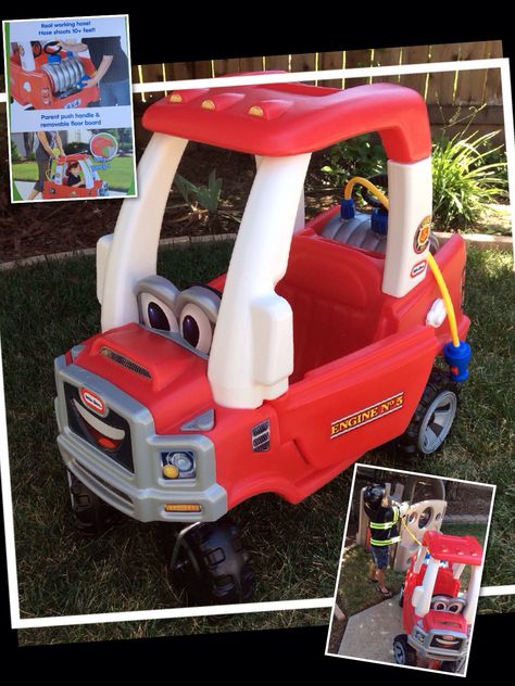 This Little Tikes Cozy Fire Truck is perfect for our little fireman! It even squirts water. Found it at Costco Little Tikes, Fire Truck, Fire Trucks, Kid Stuff, Firefighter, Trucks, Water, Coupe