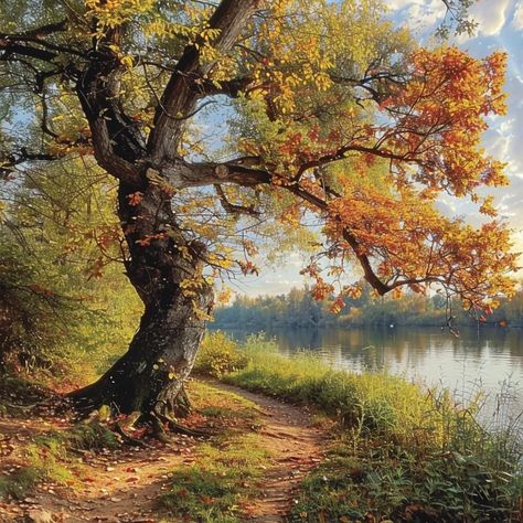 Landscape Art Painting, Landscape Artwork, Autumn Painting, Landscape Drawings, Autumn Landscape, Art Inspiration Painting, Art Painting Acrylic, Painting Art Projects, Nature Images