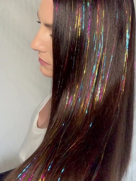 Hair Tassels Extensions, Glitter Extensions Hair, Rainbow Hair Extensions, Tinsel Hair Extensions, Hair Training, Tinsel Hair, Hair Tinsel, Fairy Hair, Temporary Hair Color