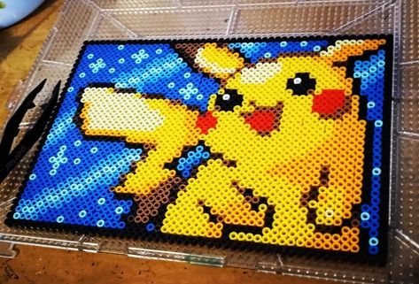 Hama Art, Pokemon Bead, Pokemon Pattern, Melty Beads, Pokemon Pikachu, Perler Beads Designs, Perler Patterns, Perler Bead Art, Perler Bead Patterns