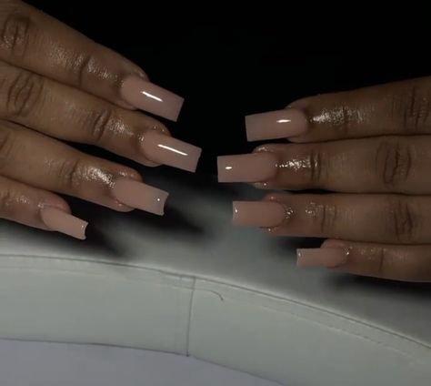 Solid Color Nails Black Women, Long Square Acrylic Nails Plain Color, Plain Baddie Nails, Nude Plain Nails, Plain Nude Acrylic Nails, Long Nails Black Women, Plain Acrylic Nails Square, Acrylic Nails Plain Color, Beige Short Nails