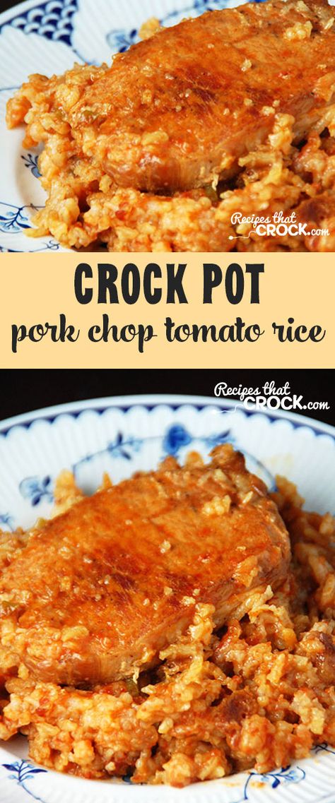 This Easy Pork Chop Tomato Rice recipe is easy and delicious! Soup Recipes Pork, Tomato Rice Recipe, Pork Chops And Rice, Crock Pot Pork, Pork Chop Recipes Crockpot, Pastas Recipes, Recipes Pork, Easy Pork Chops, Crockpot Pork Chops