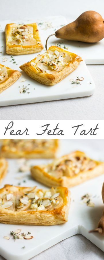 A perfect appetizer for a fall gathering, these pear feta tarts are sweet and savory, and incredibly easy to whip up! Recipe via MonPetitFour.com Savory Petit Fours, Savory Fall Baking, Fall Gathering Food Ideas, Fall Pastries, Bake Savory, Feta Tart, Savory Tarts, Savory Recipe, Fall Appetizers