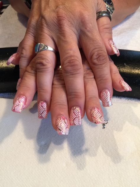 Pink snakeskin Snake Skin, Nail Designs, Silver Rings, Nail Art, Nails, Silver, Pink, Beauty, Art