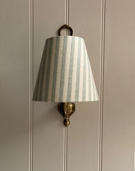 Cream & Duck Egg Stripe Luxury Candle Clip Lampshade. Bespoke. Handmade. Optional Velvet Trim. Wall Lights. Chandeliers. - Etsy Striped Candles, Luxury Candle, Fleur Design, Country Interior, Luxury Candles, Lighting Inspiration, Duck Egg, Lamp Shades, Lighting Design