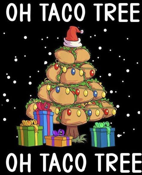 Taco Christmas Tree, Taco Tuesday Decorations, Christmas Tacos, Taco Wallpaper, Taco Christmas, Art Bingo, Taco Board, Christmas Diner, Funny Christmas Jokes