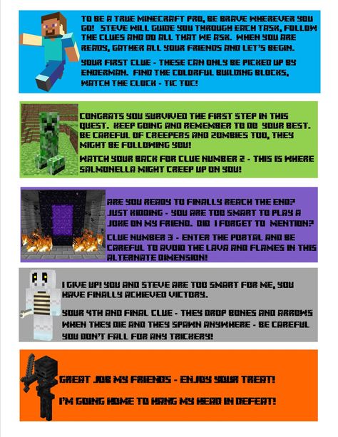 Scavenger Hunt - Minecraft fonts, clues and language. Minecraft Scavenger Hunt, Minecraft Easter Eggs, Minecraft Birthday Party Games, Minecraft Font, Minecraft Party Games, 30th Birthday Games, 21st Birthday Checklist, Camp Games, Minecraft Printables