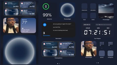 Aesthetic Phone Setup, Blue Aesthetic Phone, Aesthetic Ipad Homescreen, Aesthetic Ipad Homescreen Layout, Ipad Homescreen Layout, Widgets Idea, Ios Organization, Ios Inspiration, Layout Phone