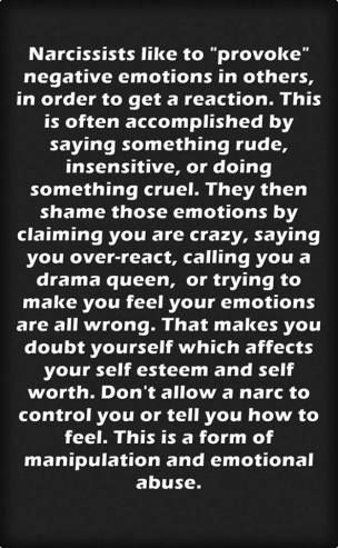 Narcissists ARE malignant serial provokers — it is a basic tool they use to create chaos so that it throws the target off balance to elicit or better yet FORCE a reaction that they will then … Narcissistic People, Narcissistic Mother, John Maxwell, Crazy About You, Narcissistic Behavior, Life Quotes Love, Sassy Quotes, Negative Emotions, Toxic Relationships