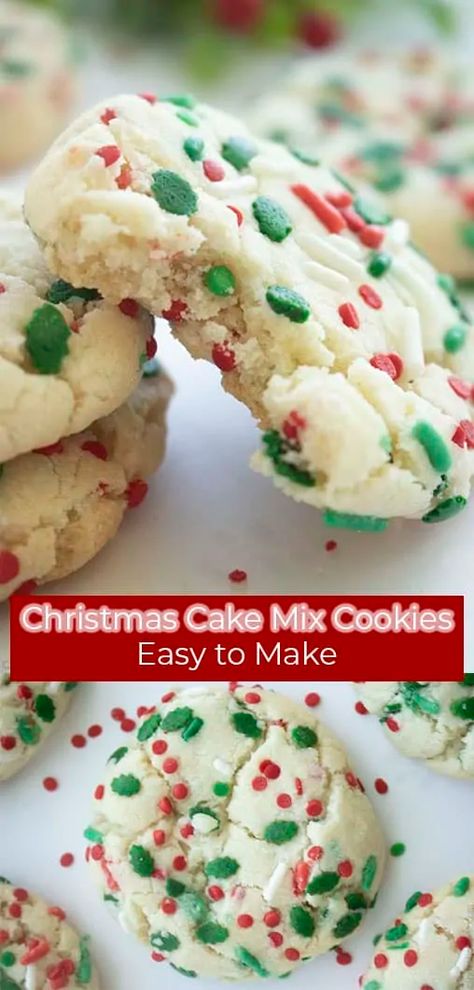 Cookies With Cake Mix Boxes, Cake Mix Christmas Cookies, White Cake Mix Cookies, Fluffy Cookies, Cake Box Cookies, White Chocolate Cranberry Cookies, Easy Christmas Treats, Christmas Baking Recipes, Cake Mix Cookie Recipes