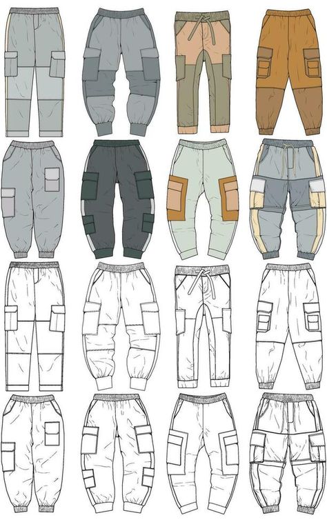 Cargo Pants colorful fashion hand drawing technical  template. Cargo pocket fashion mockup for training. Designer Cargo Pants, Cargo Pants Sketch, Cargo Pants Drawing, Western Fashion Men, Pants Template, Eye Pants, Fashion Mockup, Celana Kargo, Pants Colorful