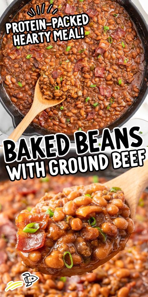 Baked Beans with Ground Beef Ground Beef Baked Beans Recipes, Slow Cooker Baked Beans With Ground Beef, Bbq Beans With Ground Beef, Baked Beans With Pork And Beans, Best Baked Beans With Ground Beef, Baked Beans Recipe With Ground Beef, Crockpot Baked Beans With Ground Beef, Bbq Baked Beans With Ground Beef, Meals With Baked Beans