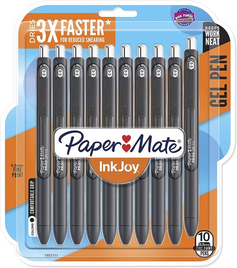 Paper Mate InkJoy Gel Pens, Fine Point, Black, 10 Count: Amazon.ca: Office Products Papermate Gel Pens, Papermate Flair Pens, Papermate Inkjoy Gel Pens, Paper Mate Pens, School Suplies, Flair Pens, Study Essentials, Pen Diy, Cool School Supplies