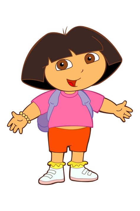 Dora the Explorer: This adventurous Latina girl named Dora leads preschoolers on journeys through the fictional world of Dora the Explorer.  Airing since 2000, Dora's show encourages problem-solving and Spanish language learning through interactive adventures. Dora The Explorer Trunk Or Treat, Dora Cartoon Drawing, Dora Buji Drawings, Dora Drawing Easy, Dora Bujji Cartoon Images, Dora Buji Images, Dora The Explorer Drawing, Dora Painting, Dora Buji