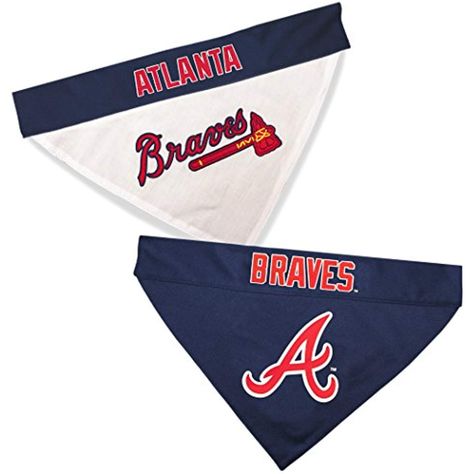 Pets First BRV-3217-S-M MLB Dog Bandana - Atlanta Braves Reversible Pet Bandana, Small/Medium, MLB Team Color * Learn more by visiting the image link. (This is an affiliate link) #dogapparelaccessories Bandana For Dogs, Dog Treats Grain Free, Dog Jersey, Cat Bandana, Dog Apparel, Mlb Teams, National League, Pet Costumes, Team Names