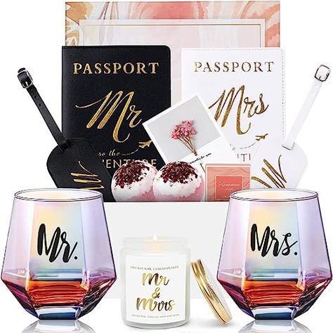 Couples Shower Gifts, Couples Wine Glasses, Bride Shower Gifts, Mr And Mrs Gifts, Creative Bridal Shower Gifts, Bridal Emergency Kits, Mrs Gifts, Perfect Honeymoon, Couples Bridal Shower