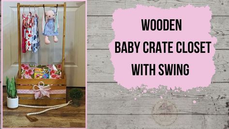 Wooden Baby Crate Closet With Swing for Baby Shower Gift| Easy & Beginner Friendly Watch Full Tutorial Here: https://youtu.be/iMKHqCBFsYU #thecraftyauthor #craftyauthorboutique #babyshowergift #baby #woodencratecloset #babyshower #uniquebabyshowerideas #woodlandanimals Baby Crate Closet, Baby Shower Crate Closet, Crate Closet, Easy Baby Shower Gift, Gift Crates, Baby Shower Baskets, Crate Diy, Baby Shower Gift Basket, Diy Baby Gifts