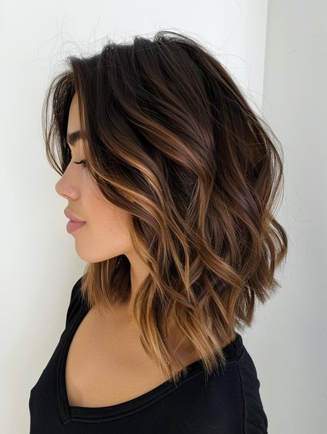 Trendy Long Bob Hairstyles 2024: Styles for Every Face Shape Long Bob Textured, Textured Long Bob, Balayage Lob, Subtle Blonde Highlights, Curled Bob, Balayage Bob, Brunette Bob, Rich Brunette, Hairstyles 2024