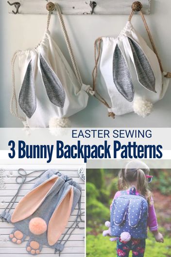 3 Bunny Backpacks to Sew - Sewing With Scraps Sewing With Scraps, Ouch Pouch, Bunny Paws, Backpack Pattern Sewing, Backpack Sewing, Backpack Tutorial, Bunny Backpack, Thread Catcher, Lampshade Makeover