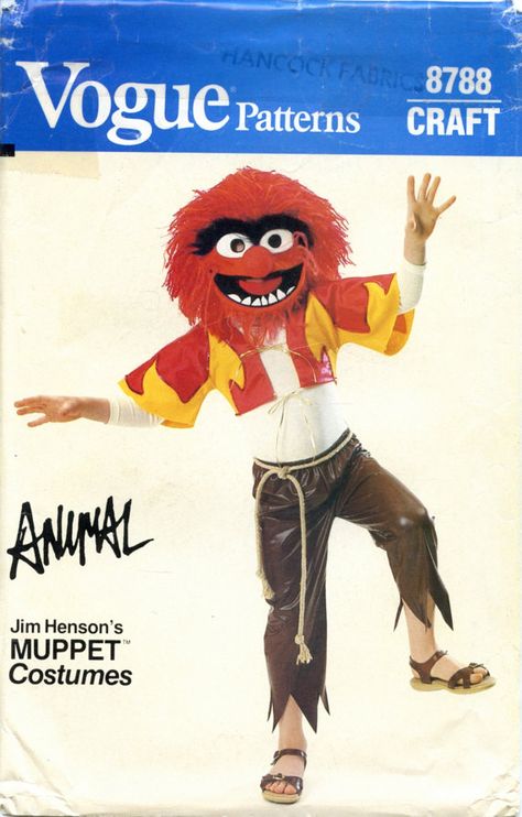 Animal Muppet Pattern - very cool! | Vintage Very RARE Jim Henson's Muppet by theStitchinMusician Drummer Costume, Muppet Animal, Animal Muppet, Animal Halloween Costumes, Costume Sewing Patterns, Muppet Babies, Costume Patterns, Vogue Sewing Patterns, Halloween Books