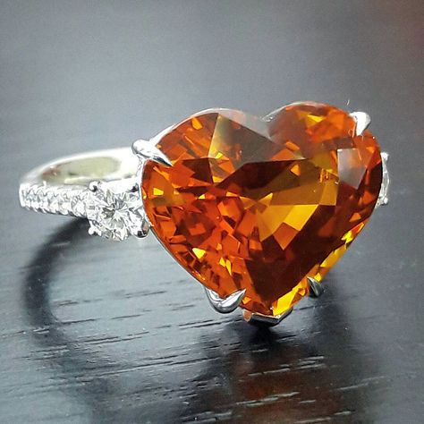 At @wut_primagems. Vivid orange sapphire Ring (10.23 ct. Sri Lanka/GRS) #yellowsapphire#diamond #ring Orange Gemstones, Orange Sapphire Ring, Burn Orange, Crystal Engagement Rings, Orange Jewelry, Aesthetic Rings, Vintage Engagement Rings Sapphire, Cute Engagement Rings, Orange Crystals