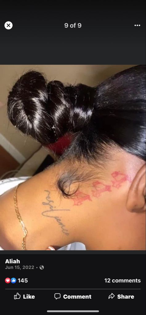 Name Tattoo Behind Ear, Name Behind Ear Tattoo, Name Behind Ear, Behind Ear Tats, Ear Tats, Tattoo Behind Ear, Box Braids Hairstyles For Black Women, Pretty Tattoos For Women, Braided Hairstyles For Black Women