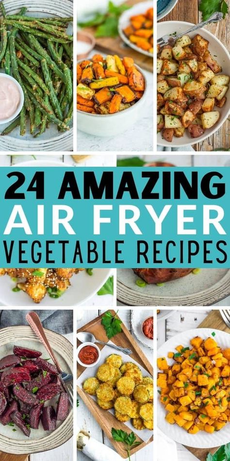 Discover the most amazing Air Fryer Vegetable Recipes you'll ever make! You'll find roasted vegetables, crispy breaded appetizers, and everything in-between. These vegetables in the air fryer are all incredible! Paleo Air Fryer Recipes, Whole30 Air Fryer, Paleo Air Fryer, Air Fryer Vegetable Recipes, Vegetarian Air Fryer Recipes, Vegetarian Air Fryer, Air Fryer Vegetable, Spicy Sweet Potato Fries, Bacon Fried Cabbage