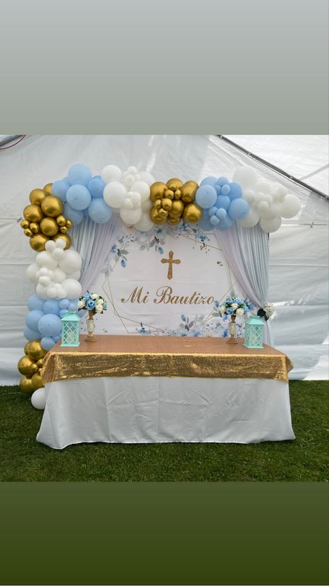 Bautizo Party Ideas, Bautismo Ideas Decoration, Baptismal Decorations Boy Backdrops, Bautizo Ideas Boy Decoration, Charro Party Ideas, Charro Theme Party, Christening Party Decorations, Baptism Decorations Boy, Bautizo Ideas