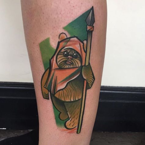 Season One Tattoo Ewok Tattoo, Darth Vader Tattoo Design, Darth Vader Tattoo, Downtown Montreal, One Tattoo, Fan Tattoo, Leia Star Wars, Star Tattoo Designs, Alien Tattoo