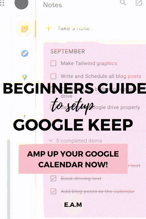 BEGINNERS GUIDE TO GOOGLE KEEP: HOW TO SET UP AND USE EFFECTIVELY WITH GOOGLE CALENDAR - hubtivity Google Calendar Color Scheme, Google Products, Google Suite, Google Tasks, Life Admin, Better Organization, Google Tricks, Organisation Tips, Google Keep