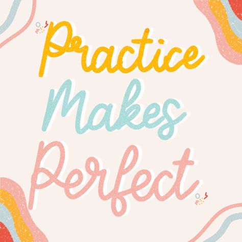 Practice Makes Perfect Wallpaper, Motivation Posters, Widget Wallpaper, Pastel Quotes, Practice Makes Perfect, Procreate Lettering, Aesthetic Pastel, Positive Words, Health Quotes