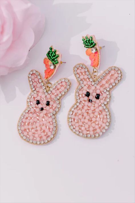 Love Everybunny Beaded Earrings In … curated on LTK Easter Earrings, Bunny Design, Pink Easter, Pink Bunny, Bunny Designs, Happy Vibes, Orange And Green, Pink Love, Women Clothing Boutique