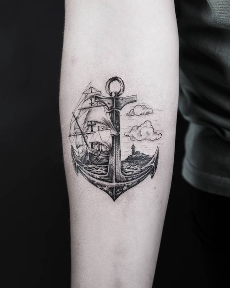 Ship Anchor Tattoo, Latin Quote Tattoos, Ship Tattoo Sleeves, Tatuaje Trash Polka, Compass Tattoo Men, Gothic Drawings, Anker Tattoo, Diamond Dots, Compass Tattoo Design