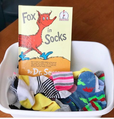 Silly Sock Day Activities Preschool, Dr Seuss Sensory Bin Preschool, Dr Seuss Sensory Bin For Toddlers, Dr Suess Sensory Bin Ideas, Wobbler Activities, Dr Seuss Toddler Activities, Dr Seuss Sensory Bin, Dr Seuss Activities For Toddlers, Dr Suess Activities