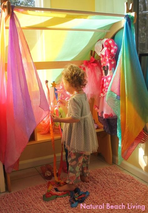 Imaginative play, playsilks, Waldorf,kids activities,kids spaces, Spring,Creative Play,Sensory play,beautiful toys,inspirational, www.naturalbeachliving.com Dress Up Quotes, Waldorf Playroom, Dress Up Corner, Dress Up Area, Waldorf Kids, Earth School, Urban Wildlife, Stars Space, Imaginary Play