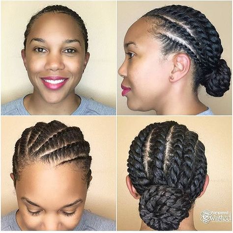 Elegant Flat Twist! Perfect for the Holidays! 👌🏾 @pamperedandtwisted #KurleeBelle Twist Hairstyles With Weave, Flat Twist Bun, Twist Updo Hairstyles, Natural Hair Flat Twist, Flat Twist Styles, Hairstyles With Weave, Dream Hairstyles, Braid Hairstyle Ideas, Hairstyles Bangs