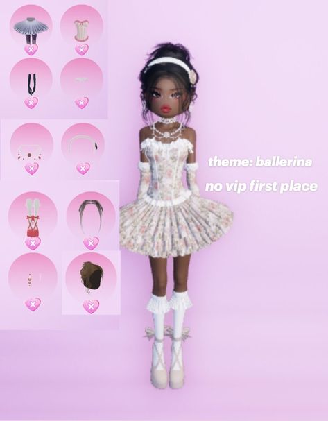 Ballerina Dti Outfits Non Vip, Dti Ballerina., Ballroom Outfit Dress To Impress, Dti Outfits Ballroom Theme, Dress Too Impress Outfits, Dti Outfit Idea Theme Ballerina, All The Dress To Impress Themes, Ballroom Dress To Impress Outfit, Dti Theme Ballerina