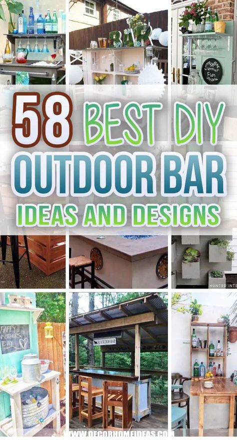 58 Best DIY Outdoor Bar Ideas and Designs for 2023 | Decor Home Ideas Outdoor Bar Diy, Outdoor Bar Ideas Backyards, Diy Outdoor Bar Ideas, Pool Bar Ideas, Outdoor Bar And Grill, Outdoor Bar Ideas, Patio Bars, Outdoor Tiki Bar, Outdoor Buffet