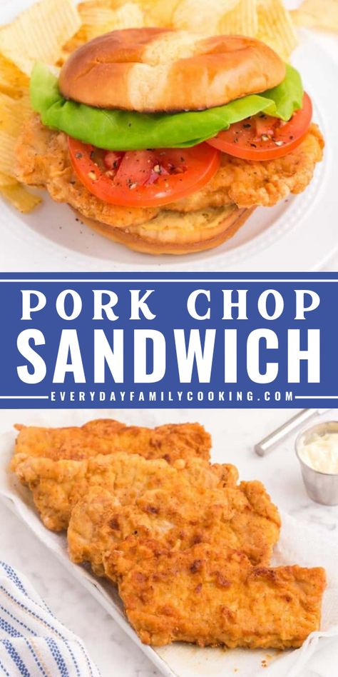 Craving for something savory but very easy to make? With just a few ingredients, you can make your very own pork chop sandwich. Within 30 minutes, you can achieve your very own juicy and flavourful pork chop sandwich. Save this Father's day recipe for later! Pork Chop Johns Sandwich Recipe, Pork Chop Sandwich Recipes, Pork Chop Sandwich, Chop Sandwich, Pork Chop Sandwiches, Pork Sandwich Recipes, Center Cut Pork Chops, Pork Tenderloin Sandwich, Tender Pork Chops