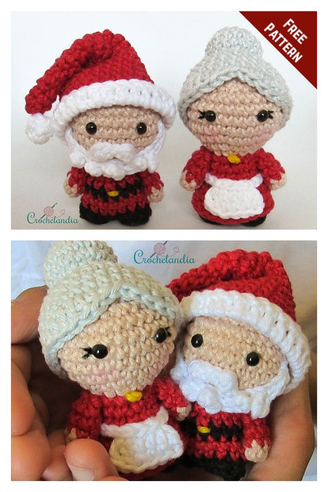 6 Christmas Santa Couple Free Crochet Pattern and Paid - Page 2 of 2 Cost Christmas, Couple Crochet, Christmas Amigurumi, Santa And Mrs Claus, Crochet Santa, Crochet Xmas, Crochet Christmas Trees, Crochet Christmas Decorations, Pola Amigurumi