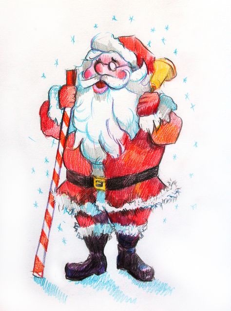 How to draw "Santa Claus" with colored pencils. Art lesson with Natalka Barvinok Christmas Drawing Santa, Colored Pencil Step By Step, Draw Santa Claus, Santa Drawing, Robot Santa, Drawing Ideas Pencil, Draw Santa, Santa Claus Drawing, Pencil Colours