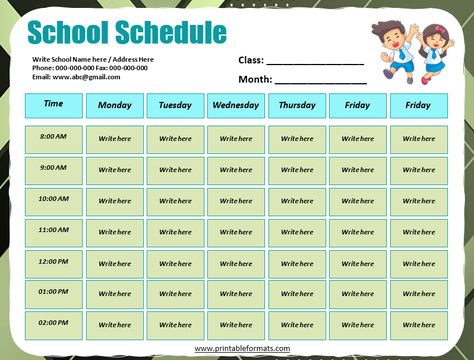 11 Free School Schedule Templates - Printable Formats School Schedule Templates, Schedule Templates, School Schedule, Schedule Template, Printable Templates, Template Printable, Writing